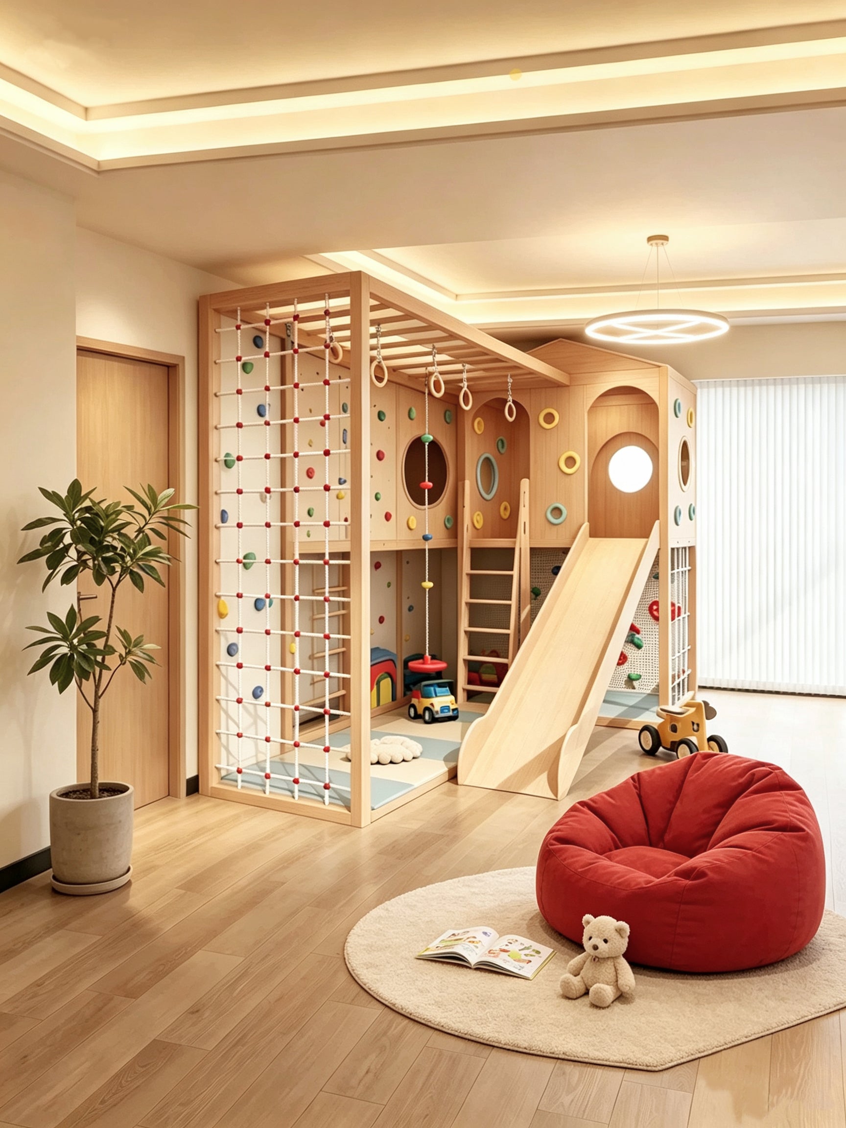 Custom Wooden Playhouse & Climbing Set